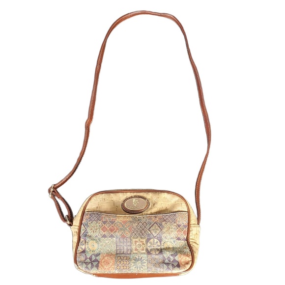 We are Portugal Handbags - We Are Portugal Natural Cork Patchwork Crossbody Purse Brown Strap